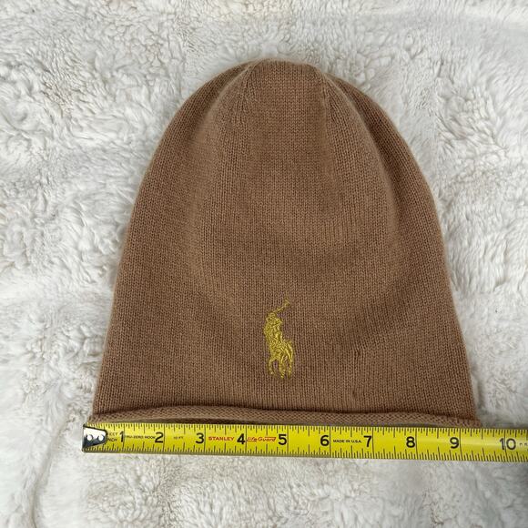 Polo Ralph Lauren Rolled Hem Wool Cashmere Beanie Hat Womens Knit Headwear - Picture 9 of 16